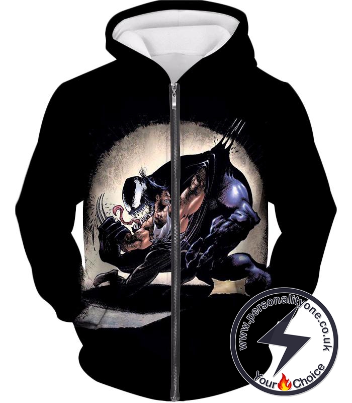 Marvels Wolverine Vs Venom Zip Up Hoodie